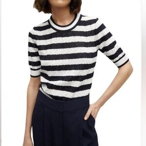 Veronica Beard top Womens size Small lisabeth knit crew Neck Ribbed trim stretch